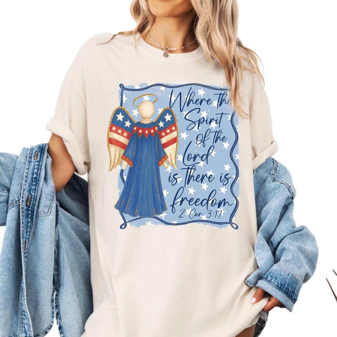Comfort Colors Christian Patriotic Angel Shirt