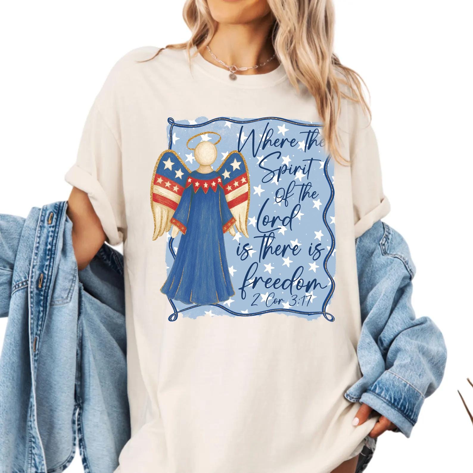 Comfort Colors Christian Patriotic Angel Shirt